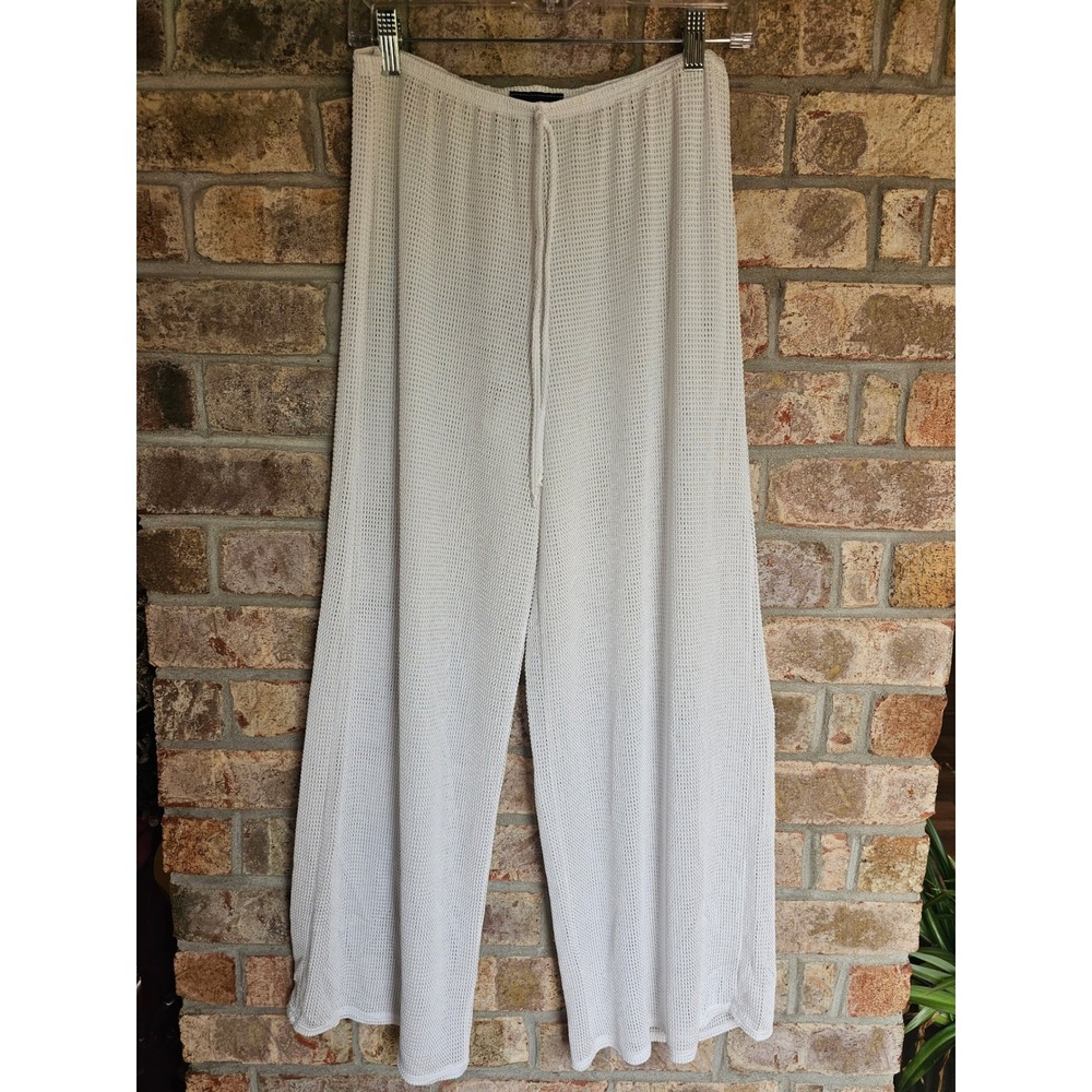 Jordan Taylor Mesh Swim Cover Up Pants Womens Large White Wide Leg GF021P USA